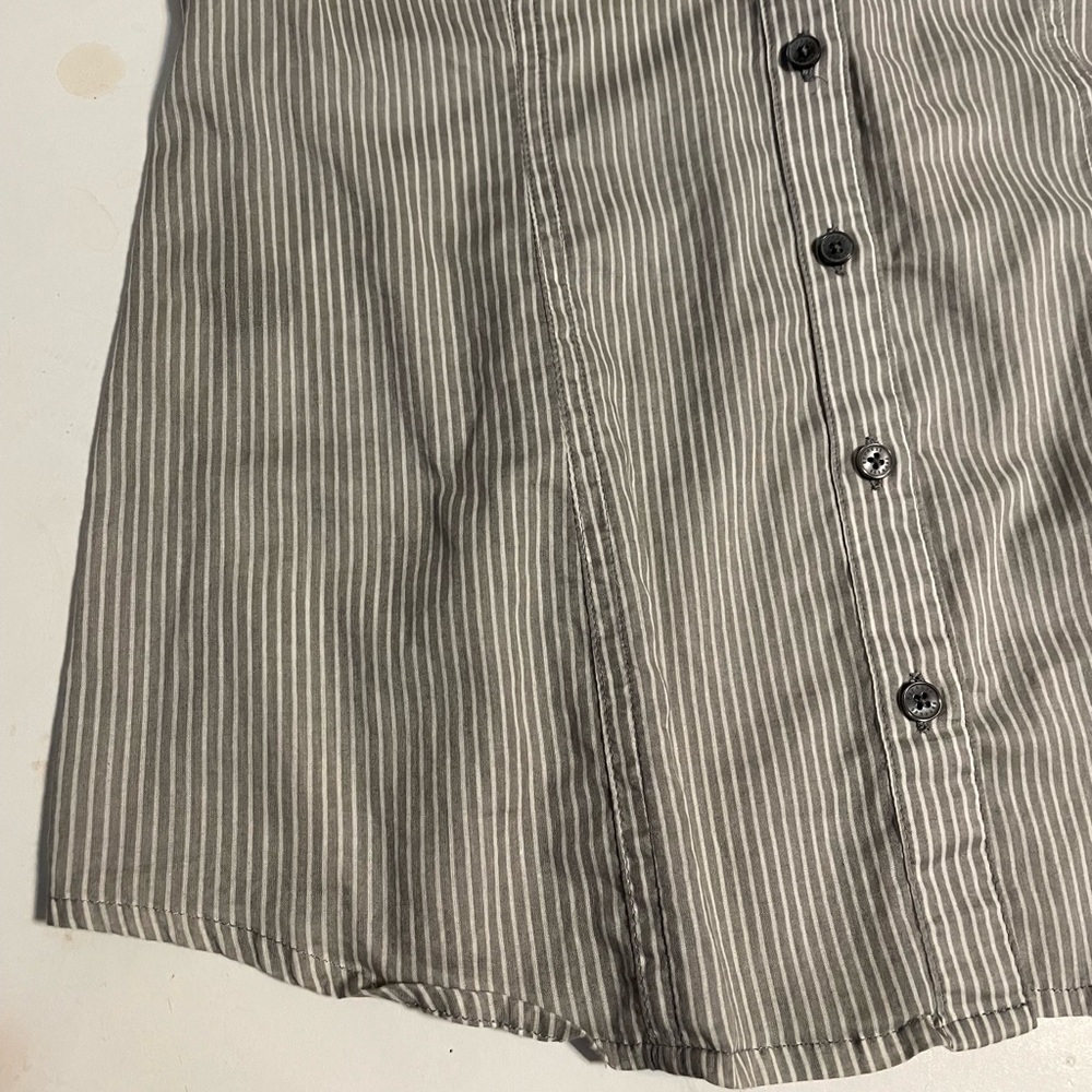 Expressoe sign studio Women’s top/blouse,short sleeves,white / gray pinstriped M - Picture 7 of 12
